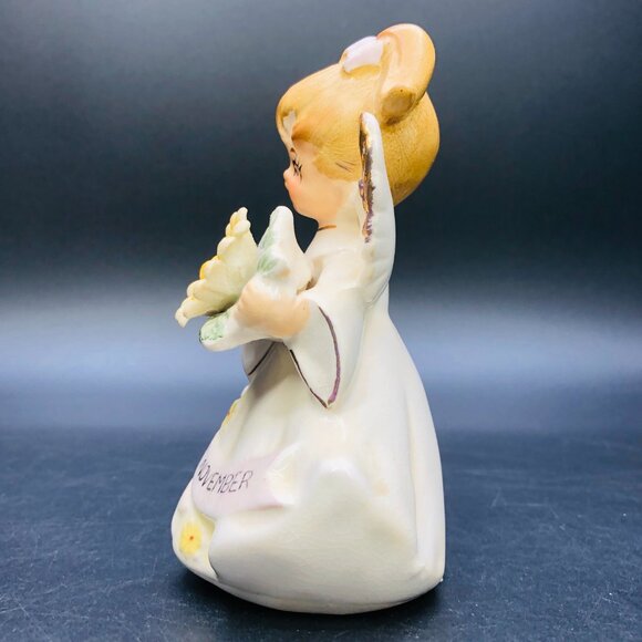 Vintage LEFTON November Birthday Month Porcelain Angel Figurine: 50s Kitsch Gift - Picture 3 of 13